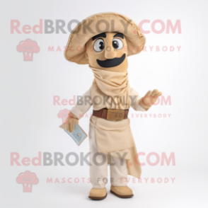 Beige Fajitas mascot costume character dressed with a Poplin Shirt and Berets