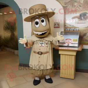 Beige Fajitas mascot costume character dressed with a Poplin Shirt and Berets