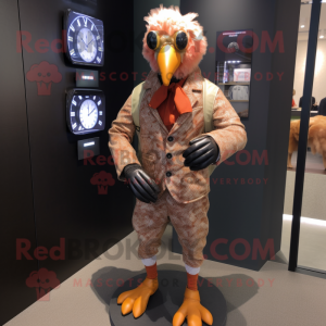 Rust Guinea Fowl mascot costume character dressed with a Trousers and Digital watches