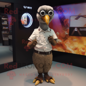 Rust Guinea Fowl mascot costume character dressed with a Trousers and Digital watches