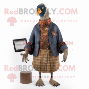 Rust Guinea Fowl mascot costume character dressed with a Trousers and Digital watches
