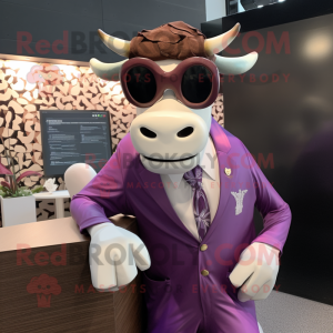 Lila Hereford Cow maskot...