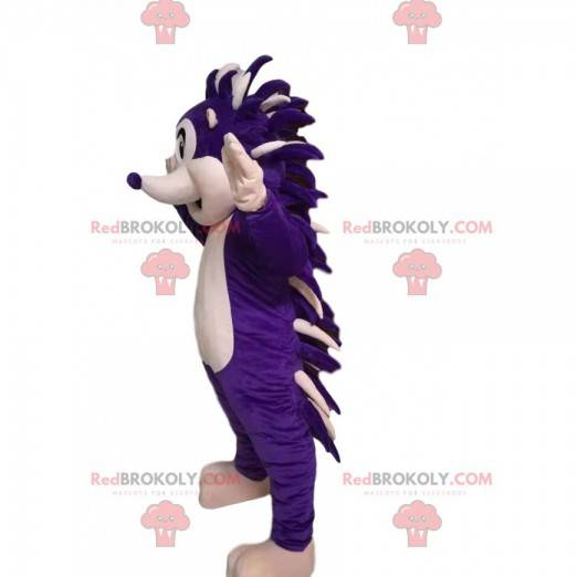 Mascota del erizo púrpura y blanco. Disfraz de erizo -