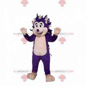 Mascotte de hérisson violet et blanc. Costume de hérisson -