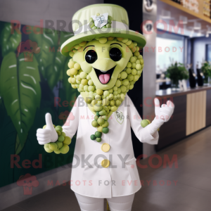 White Grape mascot costume character dressed with a Bikini and Berets