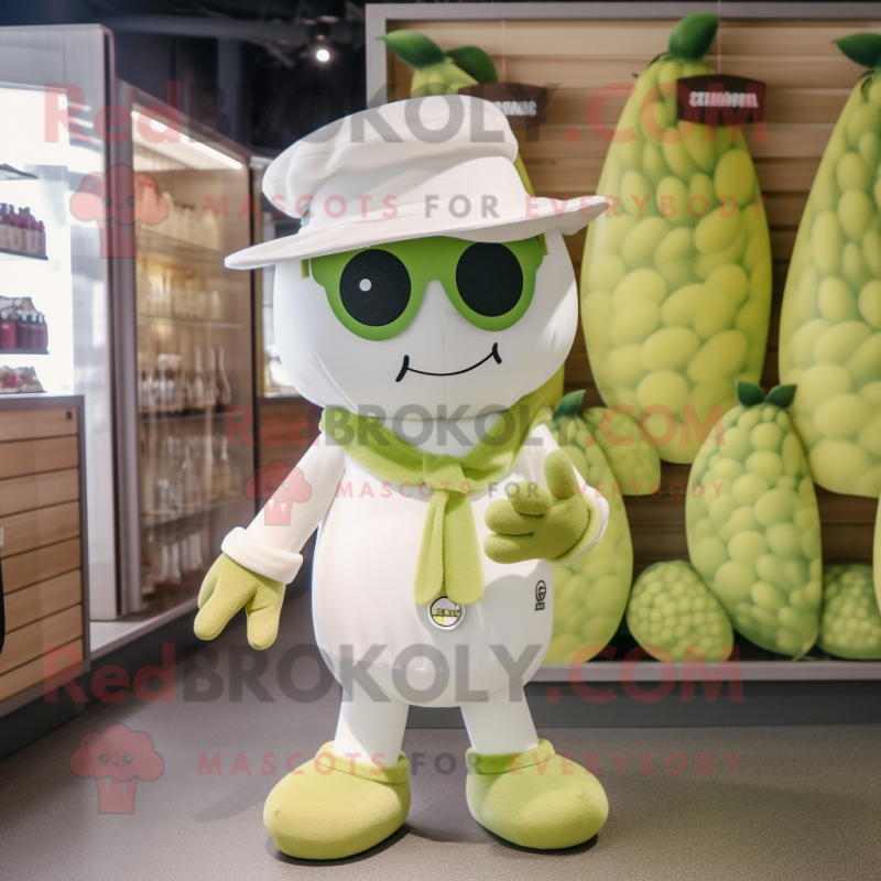 White Grape mascot costume character dressed with a Bikini and Berets