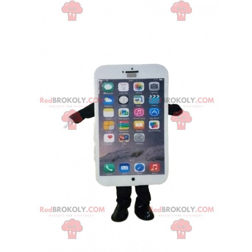 Witte slimme telefoonmascotte. - Redbrokoly.com