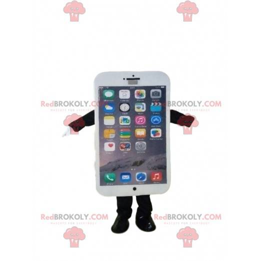 Hvid smart telefon maskot. - Redbrokoly.com