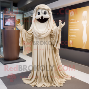 Beige Ghost maskot kostume...