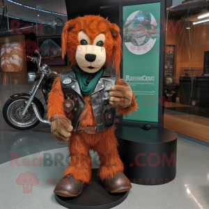 Rust Celtic Harp mascot costume character dressed with a Moto Jacket and Pocket squares