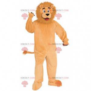 Mascota león naranja con melena peluda - Redbrokoly.com