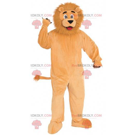 Mascotte de lion orange avec une crinière poilue -