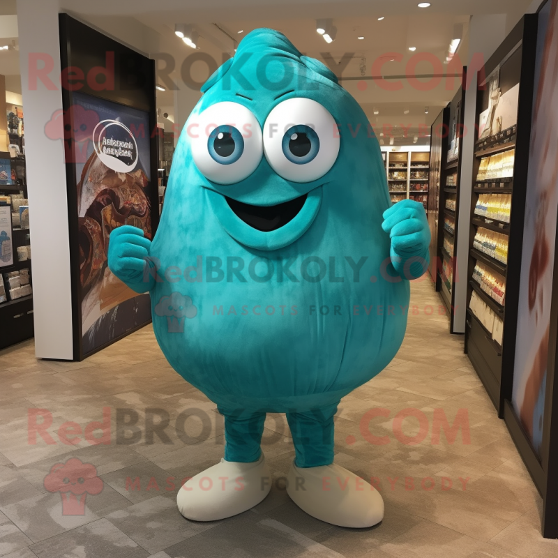 Turquoise Oyster mascot costume character dressed with a Dress Pants and Cummerbunds Turquoise Oyster mascot costume character dressed with a Dress Pants and Cummerbunds