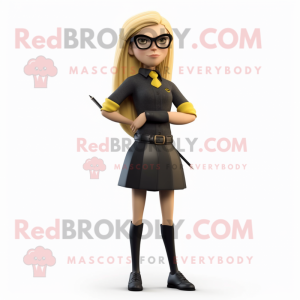Black Canary mascot costume character dressed with a Pencil Skirt and Cummerbunds