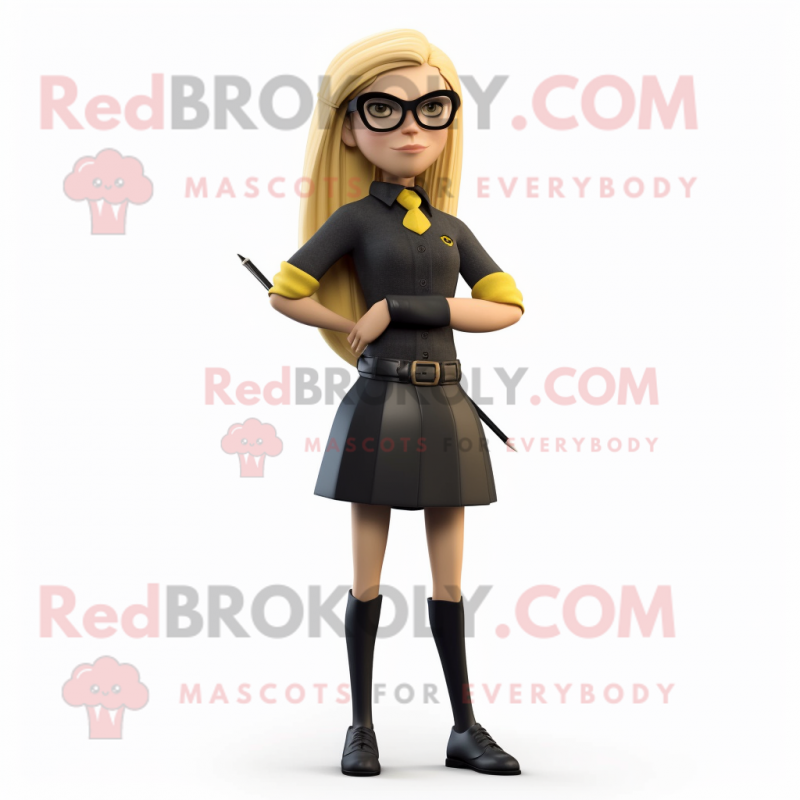 Black Canary mascot costume character dressed with a Pencil Skirt and Cummerbunds Black Canary mascot costume character dressed with a Pencil Skirt and Cummerbunds