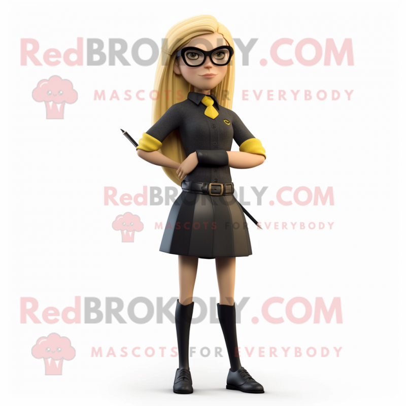 Black Canary mascot costume character dressed with a Pencil Skirt and Cummerbunds