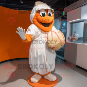 Orange Baseball Glove mascot costume character dressed with a Wedding Dress and Mittens