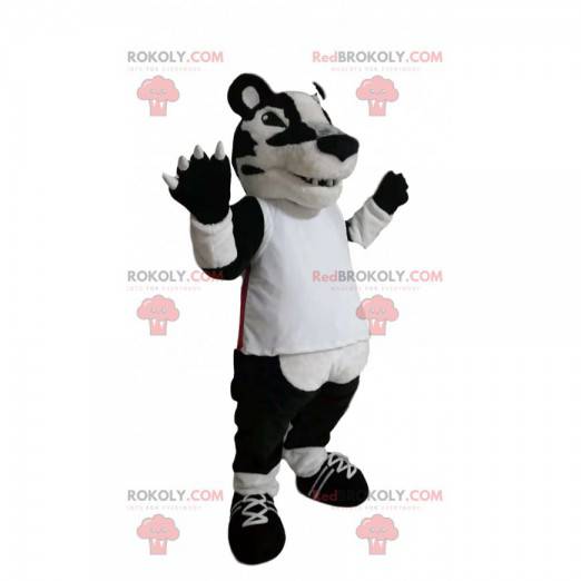 Mascot white and black tiger with a white jersey. -