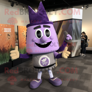 Lavender Nachos mascot costume character dressed with a Leggings and Briefcases