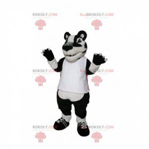 Mascot white and black tiger with a white jersey. -