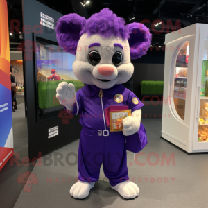 Purple Pad Thai mascot costume character dressed with a Poplin Shirt and Coin purses