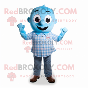 Sky Blue But mascot costume character dressed with a Button-Up Shirt and Foot pads