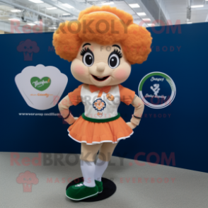 Peach Irish Dancer mascot costume character dressed with a Running Shorts and Rings