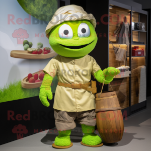 Lime Green Fried Rice mascot costume character dressed with a Cargo Shorts and Belts