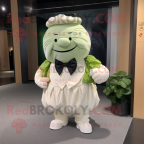 Weißkohl Maskottchen kostüm mit Cordhose und Fliege - Kohl-Maskottchen - REDBROKO_140049 - RedBrokoly.com