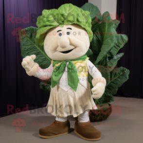 White Cabbage mascot costume character dressed with a Corduroy Pants and Bow ties