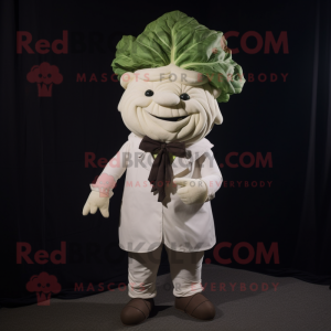 White Cabbage mascot costume character dressed with a Corduroy Pants and Bow ties