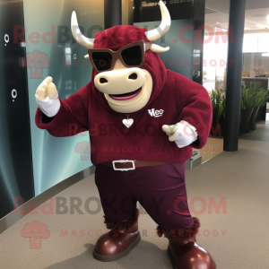 Maroon Zebu maskot kostume...