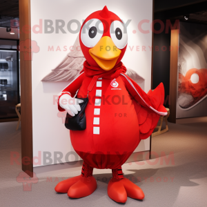 Red Swans mascot costume character dressed with a Overalls and Scarf clips