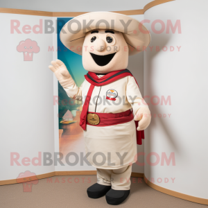 Cream Fajitas mascot costume character dressed with a Polo Shirt and Suspenders