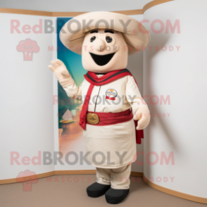 Cream Fajitas mascot costume character dressed with a Polo Shirt and Suspenders