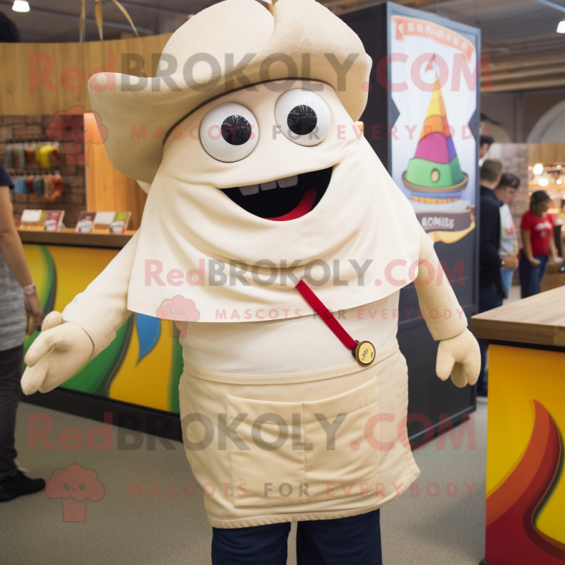Cream Fajitas mascot costume character dressed with a Polo Shirt and Suspenders Cream Fajitas mascot costume character dressed with a Polo Shirt and Suspenders