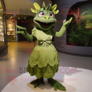 Olive Chupacabra mascot costume character dressed with a Dress and Cummerbunds