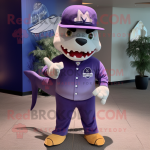 Lila Megalodon Maskottchen...