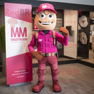 Magenta Mummy mascot costume character dressed with a Cargo Pants and Pocket squares