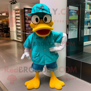 Teal Duck mascotte kostuum...