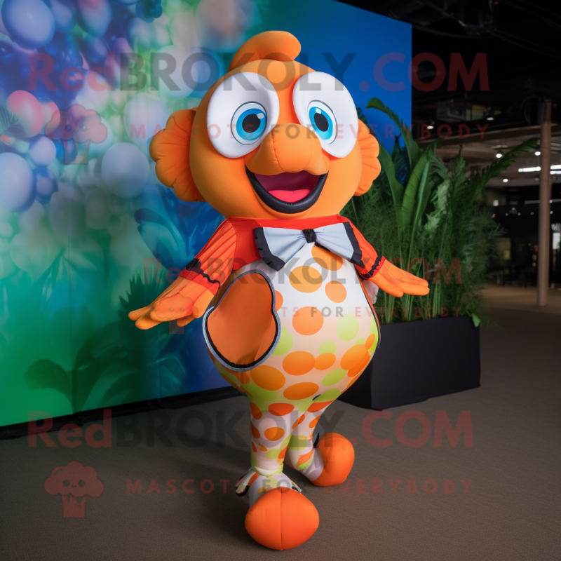 Tan Clown Fish mascot costume character dressed with a Bikini and Earrings