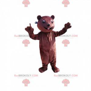 Mascot castor marrón con un pequeño hocico - Redbrokoly.com