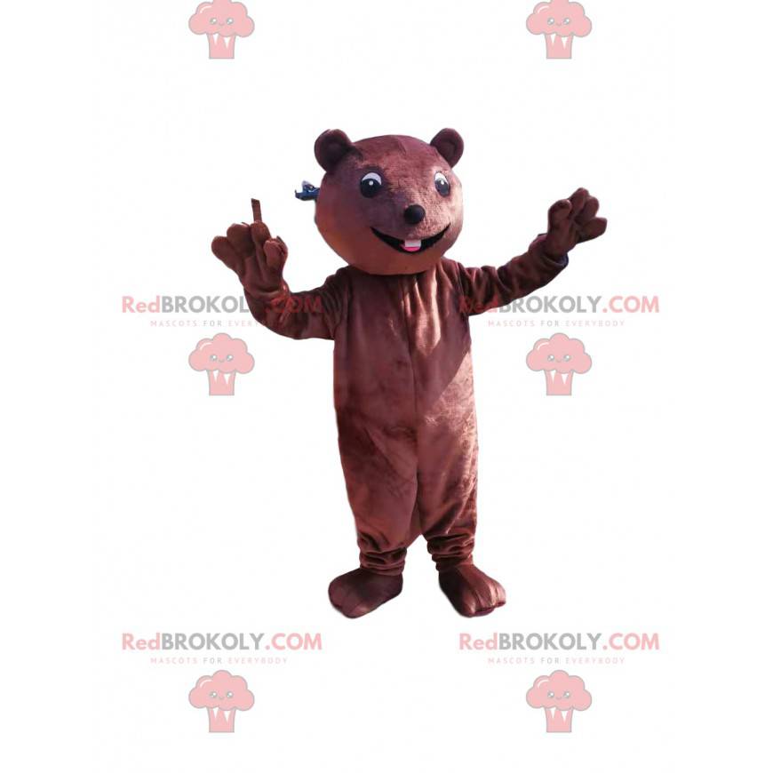 Mascotte de castor marron avec un petit museau - Redbrokoly.com