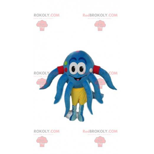 Meget sjov lille blå blæksprutte maskot. Blæksprutte kostume -