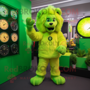Lime Green Lion mascotte...