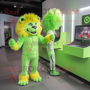 Lime Green Lion mascotte...