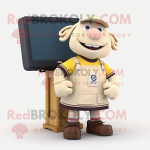 Cream TV maskot drakt figur...