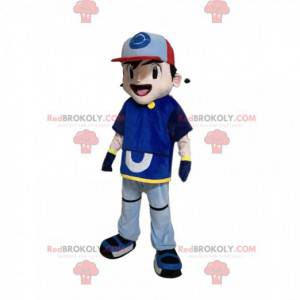 Jongensmascotte in sportkleding met een pet - Redbrokoly.com