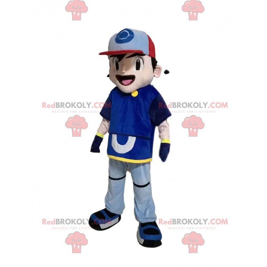 Jongensmascotte in sportkleding met een pet - Redbrokoly.com