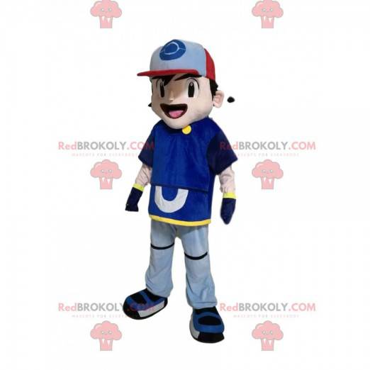 Mascota de niño en ropa deportiva con gorra - Redbrokoly.com